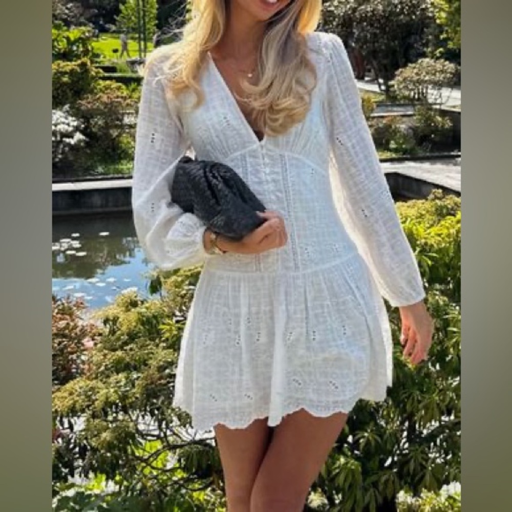 Zara White Cotton Dress (XS)